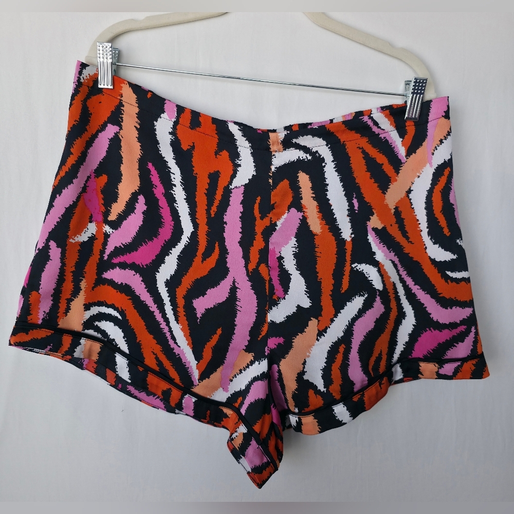 DVF for Target Satin Pajama Set Disco Zebra Pink Orange Vibrant Retro Boho Large - Picture 7 of 13